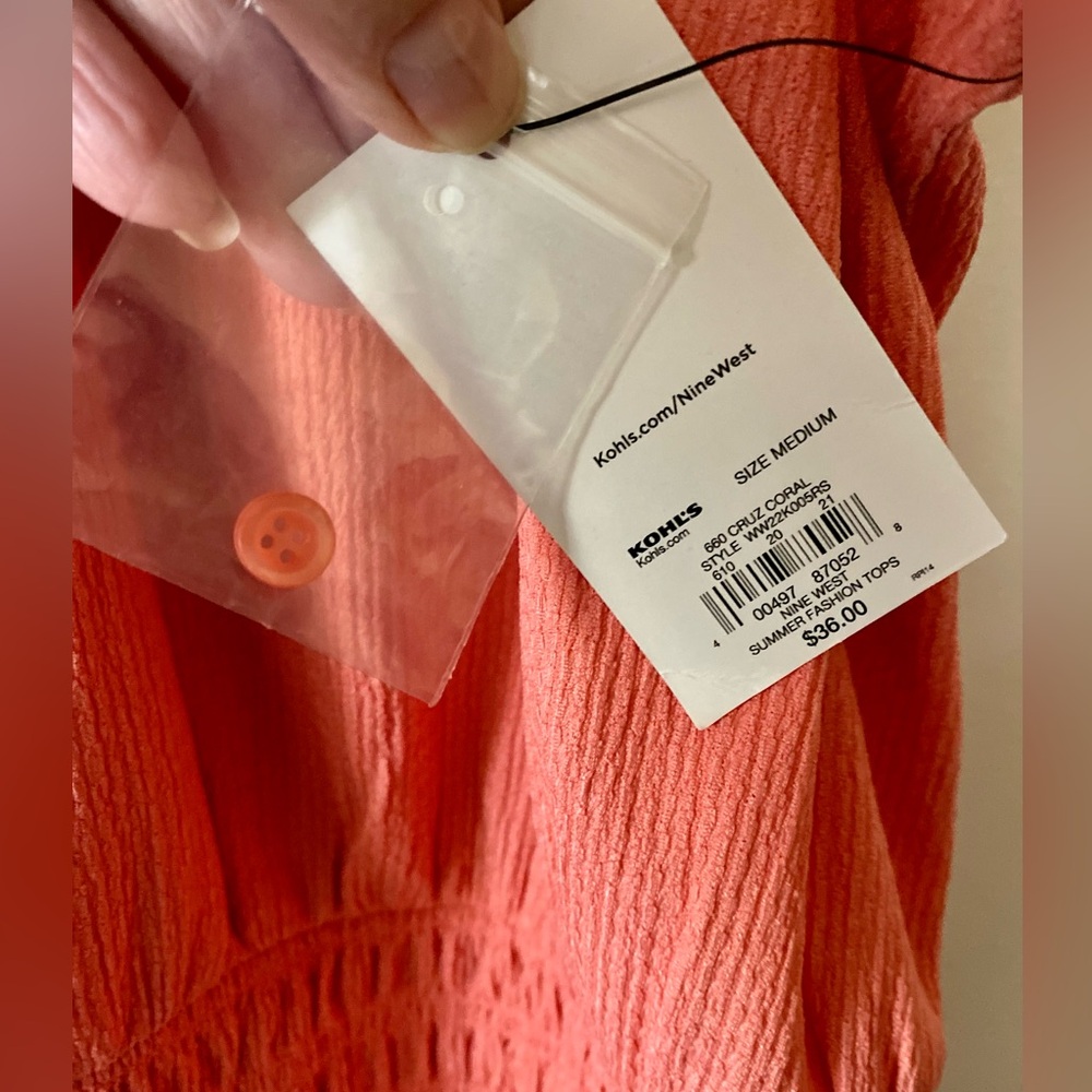 NWT SALE-Nine West Coral Sleeveless Tunic - Picture 3 of 12